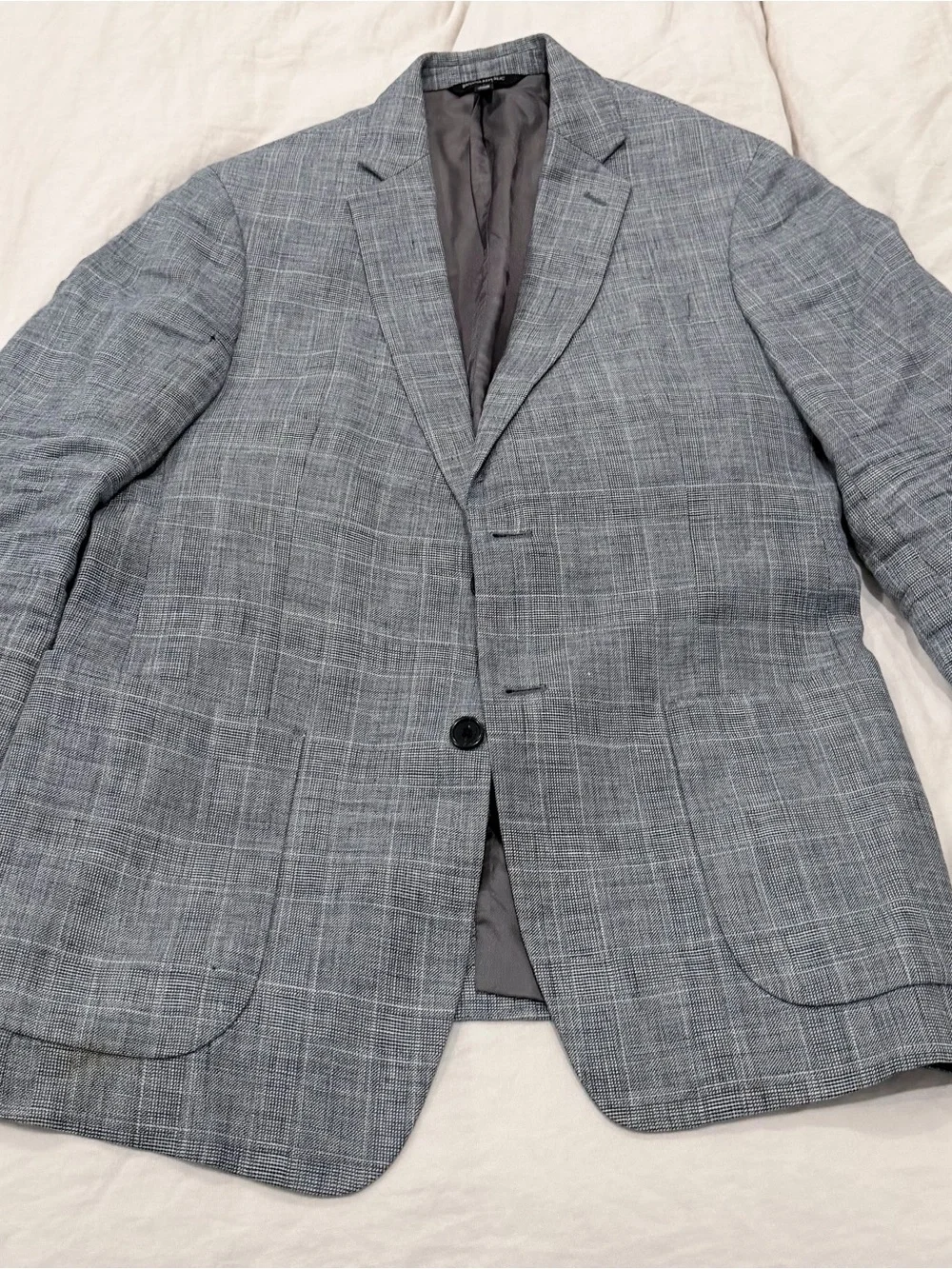 Banana Republic Heritage Linen Gray Plaid Sport Coat - 40 Regular